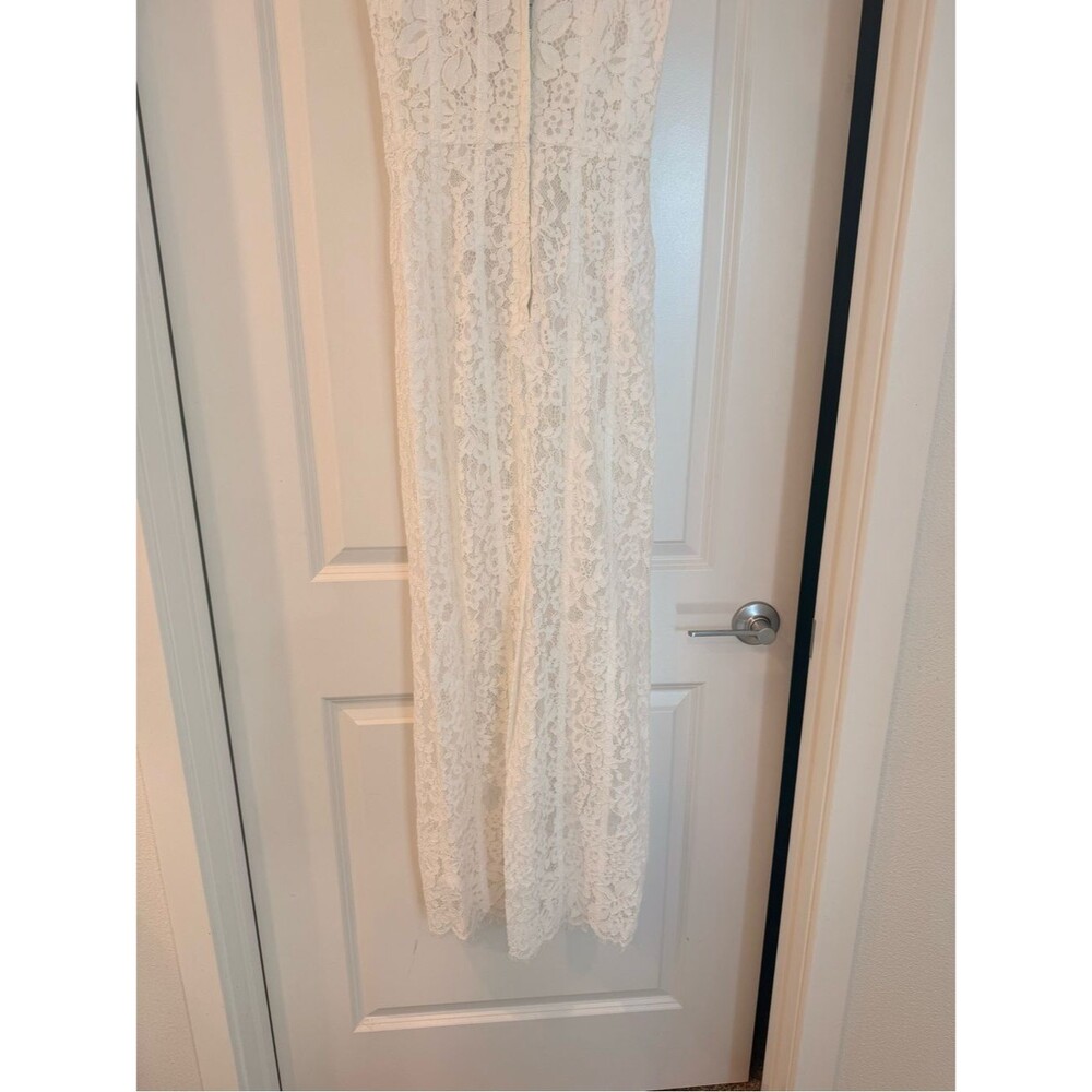 🆕 Helsa the lace column white maxi dress w strap, evening party long dress - Picture 10 of 16